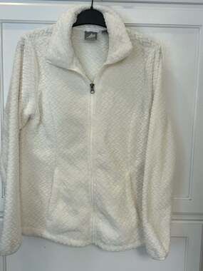 Free2B Women's Braided Butter Pile Faux Fur Full Zip Jacket - Cream Small